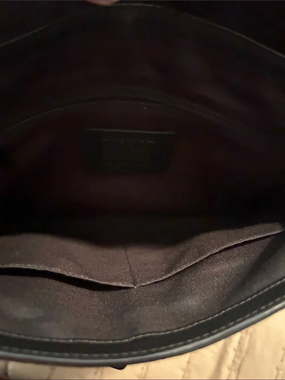 Coach Two-Tone Pebbled Leather Messenger Bag in Taupe and Black